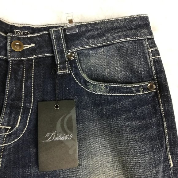 D9 District 9 Womens Jeans Turner Curvy Boot Blue Denim Jeweled Dark Wash 30 New - Picture 16 of 16